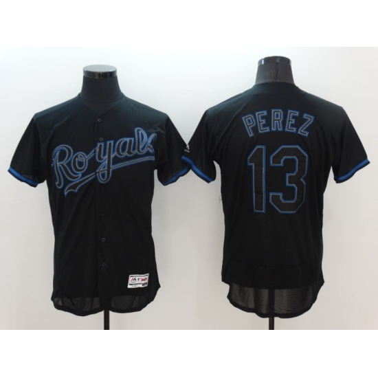 Men's Kansas City Royals 13 Salvador Perez Black Jersey