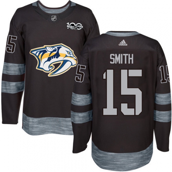 Men's Adidas Nashville Predators 15 Craig Smith Authentic Black 1917-2017 100th Anniversary NHL Jersey