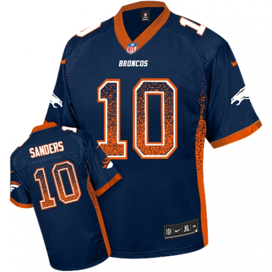 Men's Nike Denver Broncos 10 Emmanuel Sanders Elite Navy Blue Drift Fashion NFL Jersey