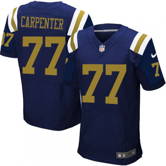 Men's Nike New York Jets 77 James Carpenter Elite Navy Blue Alternate NFL Jersey