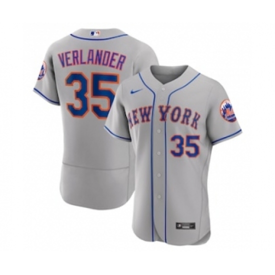 Men's New York Mets 35 Justin Verlander Gray Flex Base Stitched Jersey