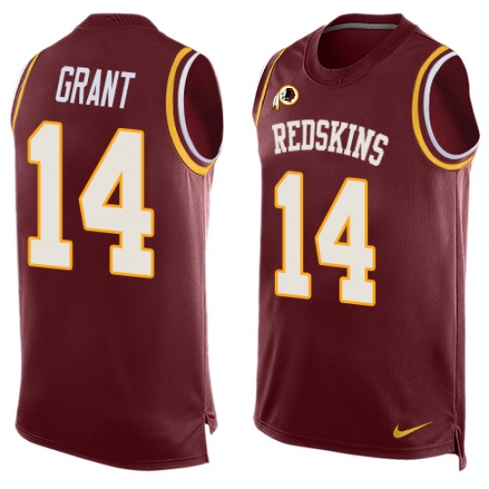 Men's Nike Washington Redskins 14 Ryan Grant Limited Red Player Name & Number Tank Top NFL Jersey