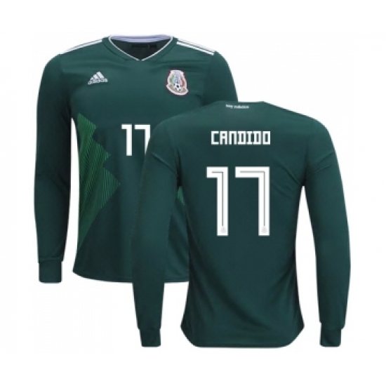 Mexico 17 Candido Home Long Sleeves Soccer Country Jersey