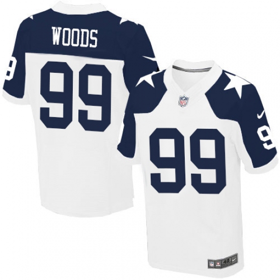 Men's Nike Dallas Cowboys 99 Antwaun Woods Elite White Throwback Alternate NFL Jersey