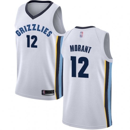 Women's Nike Memphis Grizzlies 12 Ja Morant White NBA Swingman Association Edition Jersey