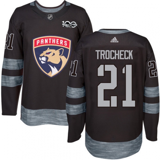 Men's Adidas Florida Panthers 21 Vincent Trocheck Premier Black 1917-2017 100th Anniversary NHL Jersey