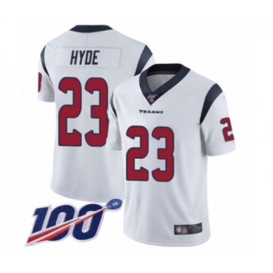 Youth Houston Texans 23 Carlos Hyde White Vapor Untouchable Limited Player 100th Season Football Jersey