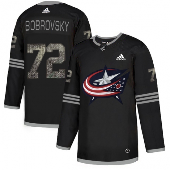 Men's Adidas Columbus Blue Jackets 72 Sergei Bobrovsky Black Authentic Classic Stitched NHL Jersey