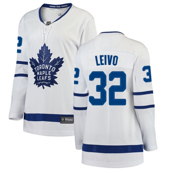 Women's Toronto Maple Leafs 32 Josh Leivo Authentic White Away Fanatics Branded Breakaway NHL Jersey