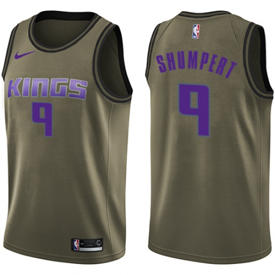 Youth Nike Sacramento Kings 9 Iman Shumpert Swingman Green Salute to Service NBA Jersey