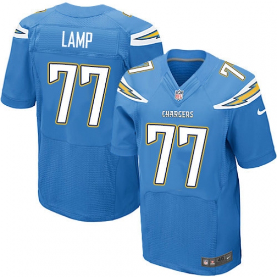 Men's Nike Los Angeles Chargers 77 Forrest Lamp Elite Electric Blue Alternate NFL Jersey