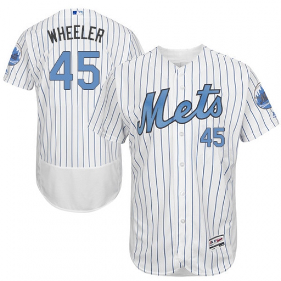 Men's Majestic New York Mets 45 Zack Wheeler Authentic White 2016 Father's Day Fashion Flex Base MLB Jersey