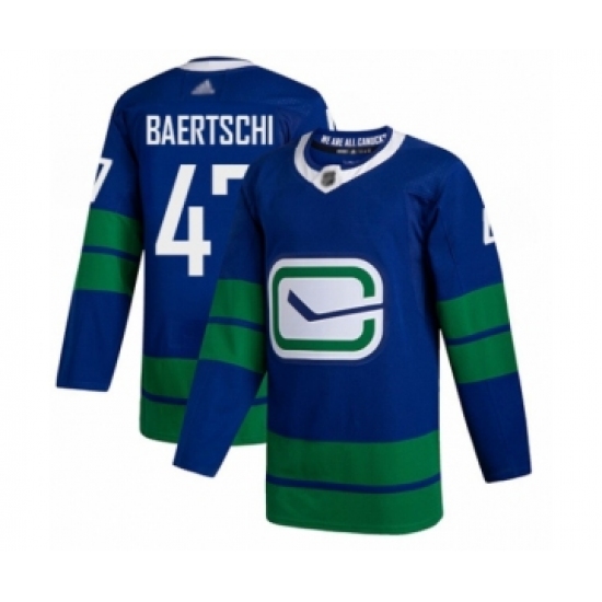 Men's Vancouver Canucks 47 Sven Baertschi Authentic Royal Blue Alternate Hockey Jersey