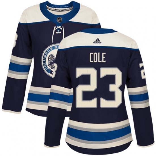 Women's Adidas Columbus Blue Jackets 23 Ian Cole Authentic Navy Blue Alternate NHL Jersey