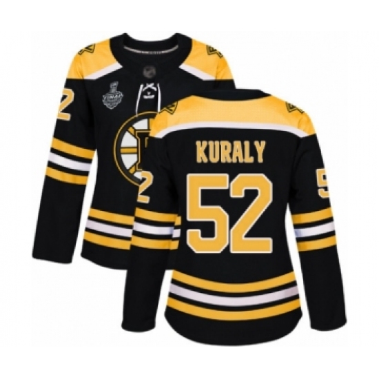 Women's Boston Bruins 52 Sean Kuraly Authentic Black Home 2019 Stanley Cup Final Bound Hockey Jersey