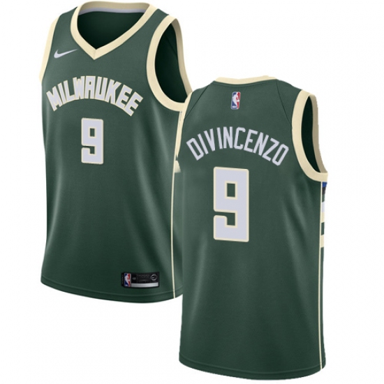 Men's Nike Milwaukee Bucks 9 Donte DiVincenzo Swingman Green NBA Jersey - Icon Edition