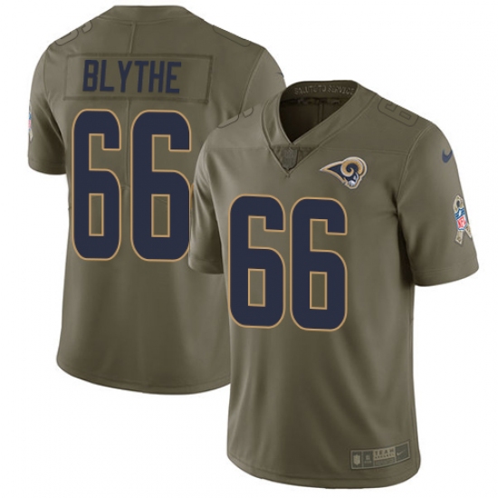 Men's Nike Los Angeles Rams 66 Austin Blythe Limited Olive 2017 Salute to Service NFL Jersey