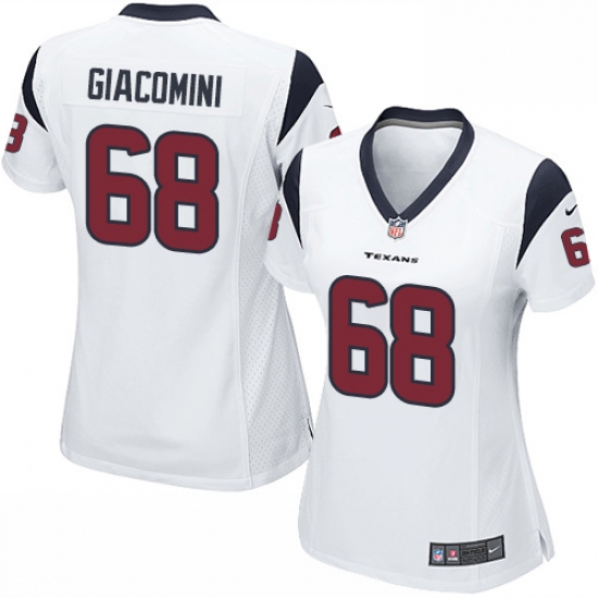 Women's Nike Houston Texans 68 Breno Giacomini Game White NFL Jersey