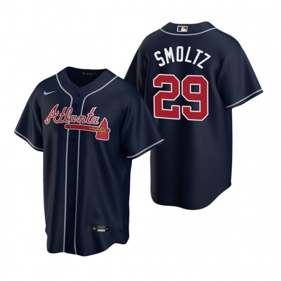 Men's Nike Atlanta Braves 29 John Smoltz Navy Alternate Stitched Baseball Jersey