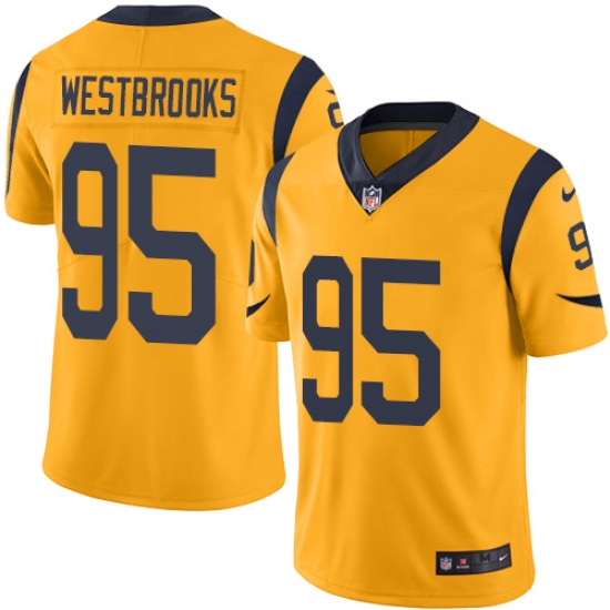Men's Nike Los Angeles Rams 95 Ethan Westbrooks Limited Gold Rush Vapor Untouchable NFL Jerseyy