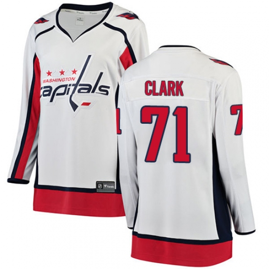 Women's Washington Capitals 71 Kody Clark Fanatics Branded White Away Breakaway NHL Jersey