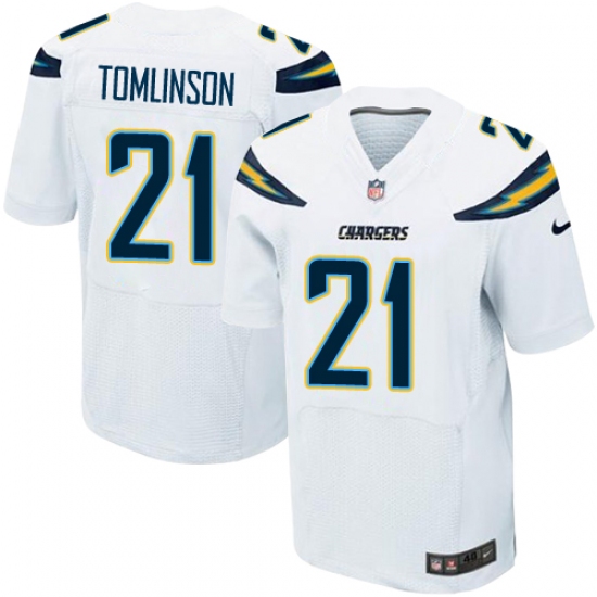 Men's Nike Los Angeles Chargers 21 LaDainian Tomlinson Elite White NFL Jersey