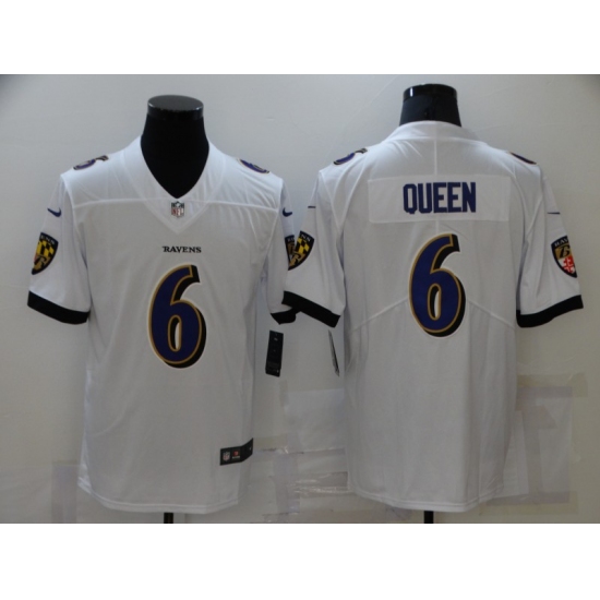 Men's Baltimore Ravens 6 Patrick Queen Nike White Limited Player Jersey