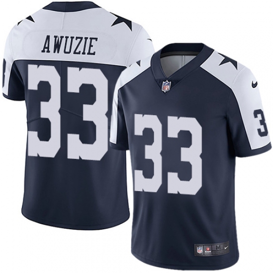 Men's Nike Dallas Cowboys 33 Chidobe Awuzie Navy Blue Throwback Alternate Vapor Untouchable Limited Player NFL Jersey