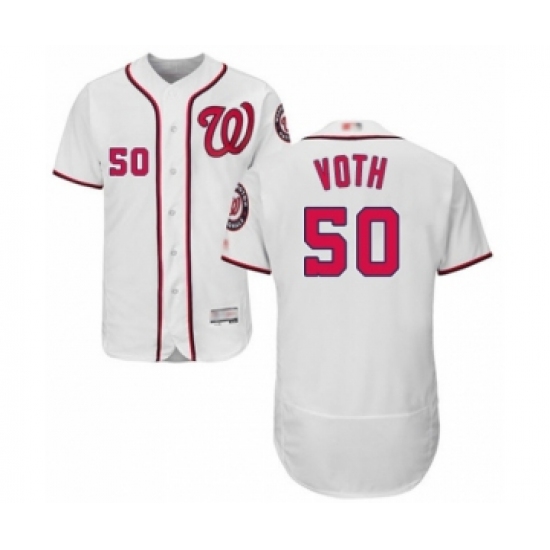 Men's Washington Nationals 50 Austin Voth White Home Flex Base Authentic Collection Baseball Player Jersey