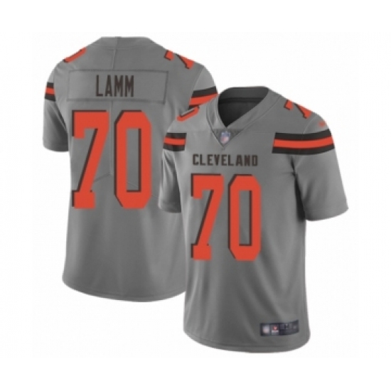 Men's Cleveland Browns 70 Kendall Lamm Limited Gray Inverted Legend Football Jersey