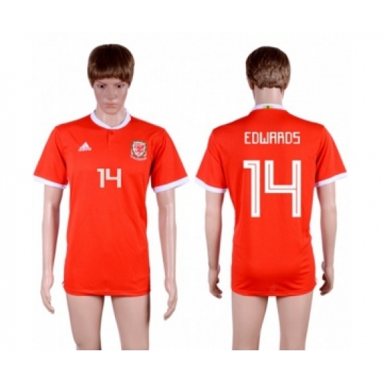 Wales 14 Edwards Red Home Soccer Club Jersey