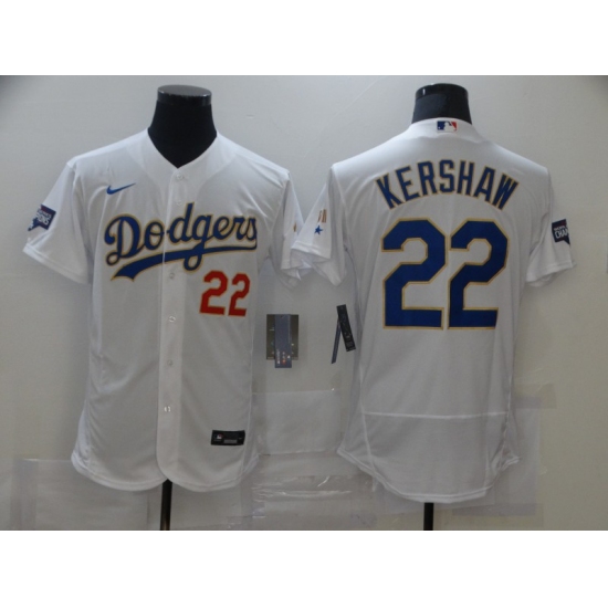 Men's Nike Los Angeles Dodgers 22 Clayton Kershaw White World Series Champions Authentic Jersey