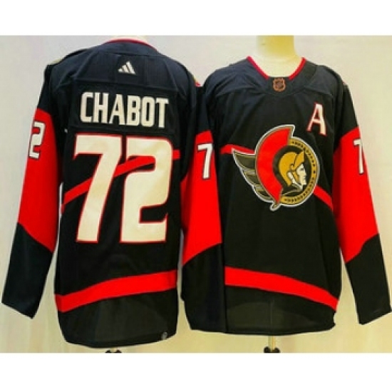 Men's Ottawa Senators 72 Thomas Chabot Black 2022 Reverse Retro Authentic Jersey