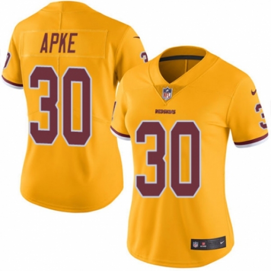 Women's Nike Washington Redskins 30 Troy Apke Limited Gold Rush Vapor Untouchable NFL Jersey