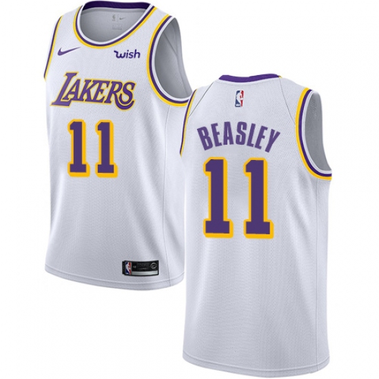 Men's Nike Los Angeles Lakers 11 Michael Beasley Swingman White NBA Jersey - Association Edition