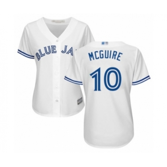 Women's Toronto Blue Jays 10 Reese McGuire Authentic White Home Baseball Player Jersey