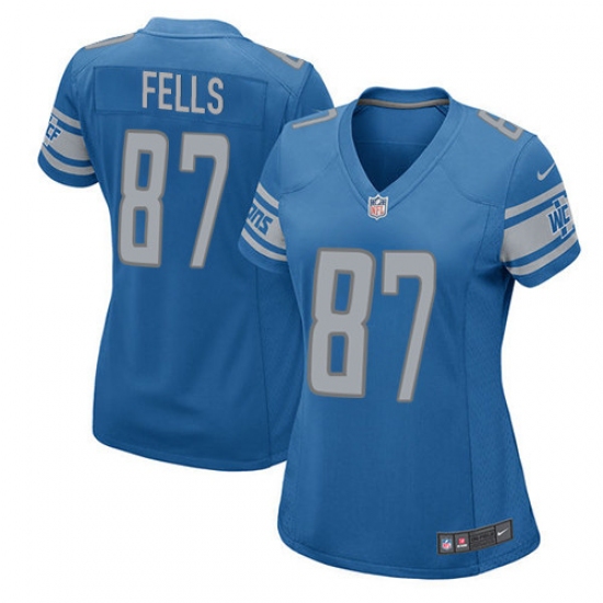 Women's Nike Detroit Lions 87 Darren Fells Game Light Blue Team Color NFL Jersey