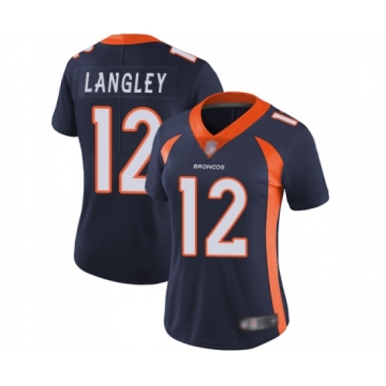 Women's Denver Broncos 12 Brendan Langley Navy Blue Alternate Vapor Untouchable Limited Player Football Jersey