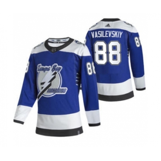 Men's Tampa Bay Lightning 88 Andrei Vasilevskiy Blue 2020-21 Reverse Retro Alternate Hockey Jersey