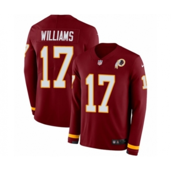 Youth Nike Washington Redskins 17 Doug Williams Limited Burgundy Therma Long Sleeve NFL Jersey