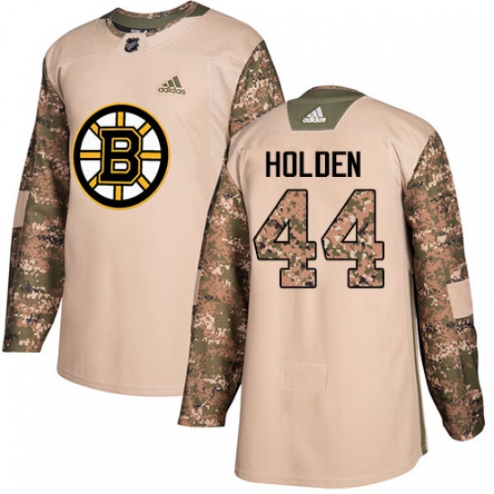 Men's Adidas Boston Bruins 44 Nick Holden Authentic Camo Veterans Day Practice NHL Jersey