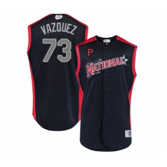 Men's Pittsburgh Pirates 73 Felipe Vazquez Authentic Navy Blue National League 2019 Baseball All-Star Jersey