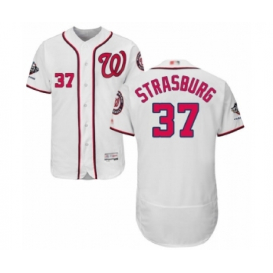 Men's Washington Nationals 37 Stephen Strasburg White Home Flex Base Authentic Collection 2019 World Series Champions Baseball Jersey