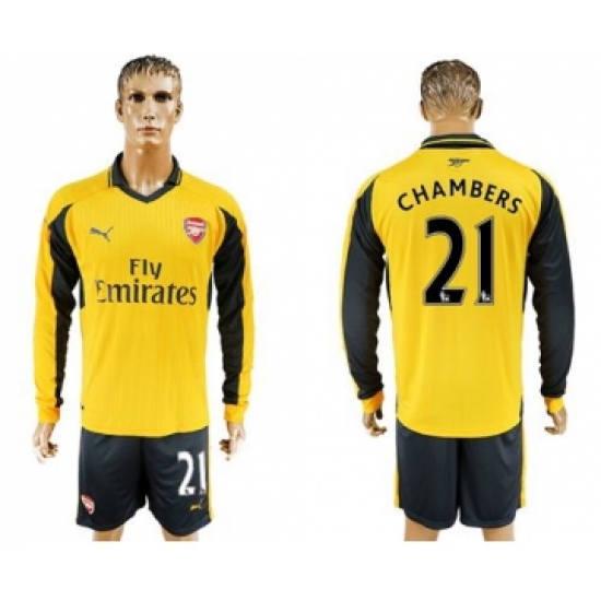 Arsenal 21 Chambers Away Long Sleeves Soccer Club Jersey