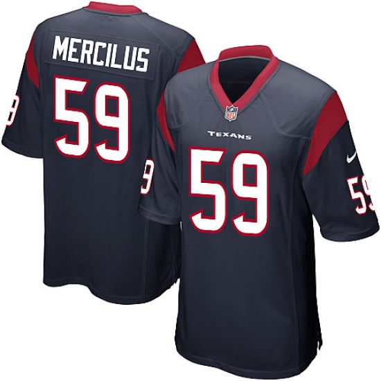 Men's Nike Houston Texans 59 Whitney Mercilus Game Navy Blue Team Color NFL Jersey