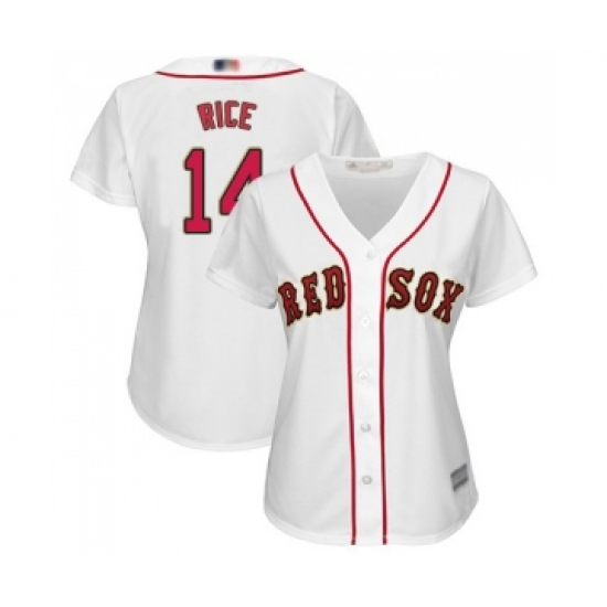 Women's Boston Red Sox 14 Jim Rice Authentic White 2019 Gold Program Cool Base Baseball Jersey