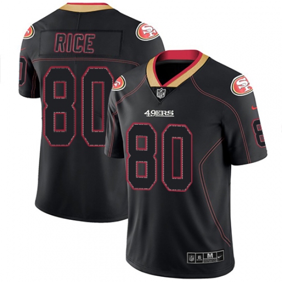 Men's Nike San Francisco 49ers 80 Jerry Rice Limited Lights Out Black Rush NFL Jersey