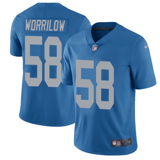 Men's Nike Detroit Lions 58 Paul Worrilow Blue Alternate Vapor Untouchable Limited Player NFL Jersey