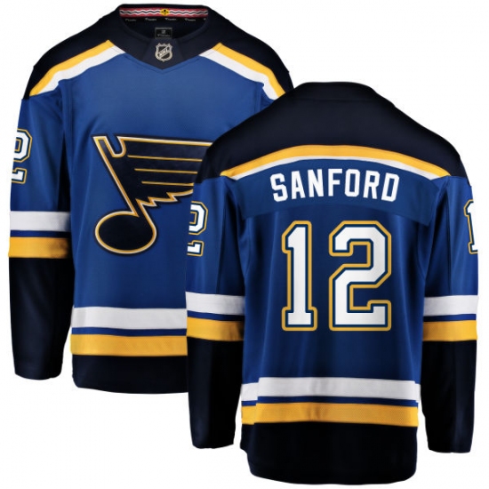 Men's St. Louis Blues 12 Zach Sanford Fanatics Branded Royal Blue Home Breakaway NHL Jersey