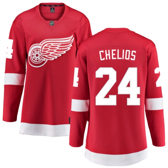 Women's Detroit Red Wings 24 Chris Chelios Fanatics Branded Red Home Breakaway NHL Jersey